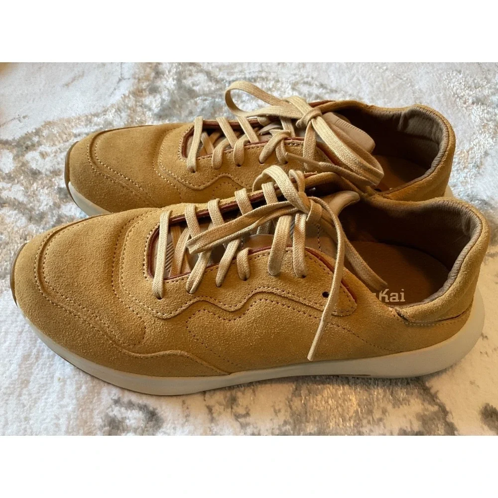 OluKai Sneakers Suede Tan Lace Up Casual Comfort Mens Size 8